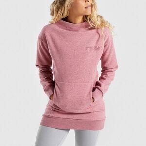 Gymshark So Soft Dusty Pink Mock Neck Tunic Sweatshirt - Size M